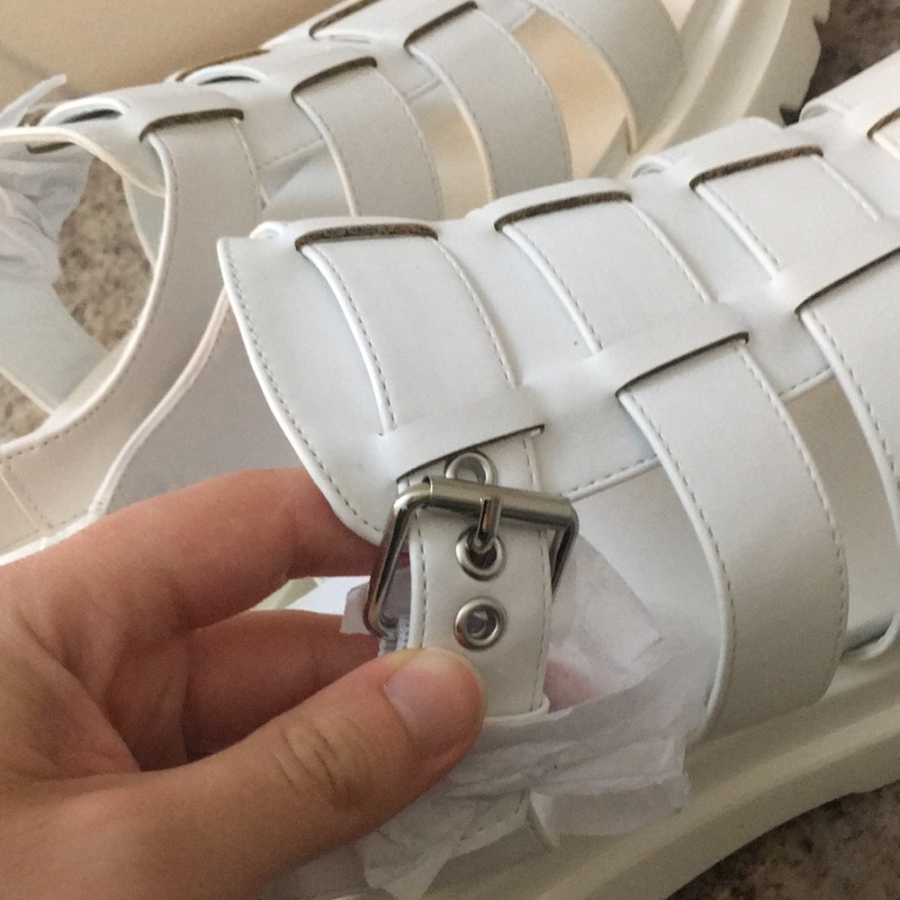White Call It Spring Chunky Sandals - Picture 16 of 16